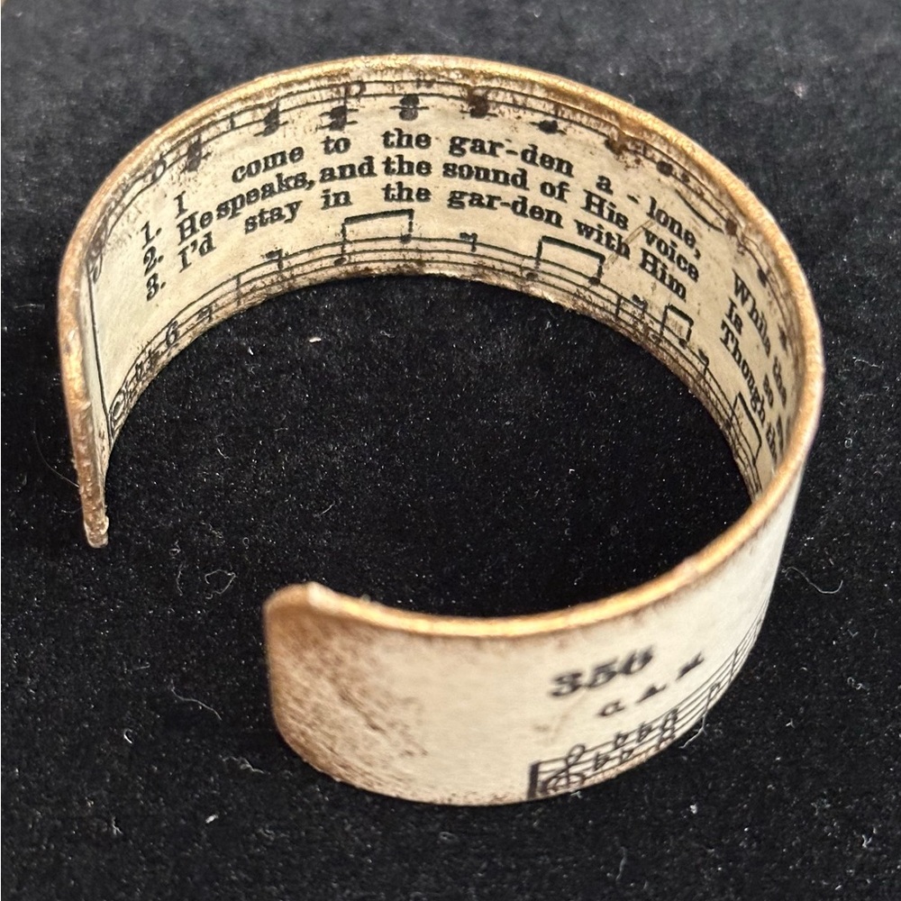 Music Sheet 'In the Garden' Vintage-Inspired Cuff Bracelet - Cream & Gold - Picture 2 of 2